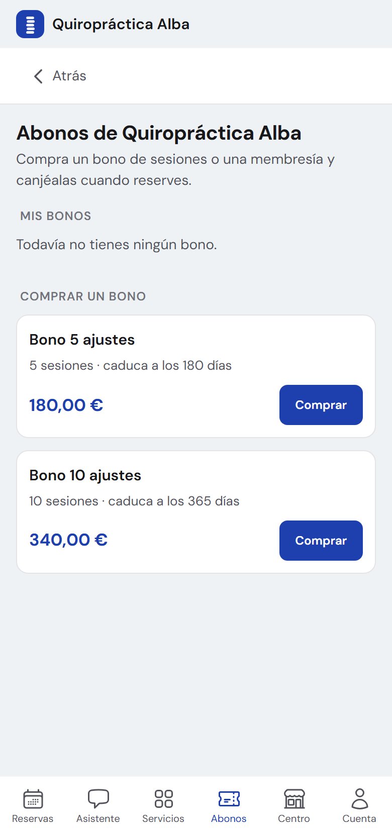 Bonos de la reserva pública con la marca de Quiropráctica Alba