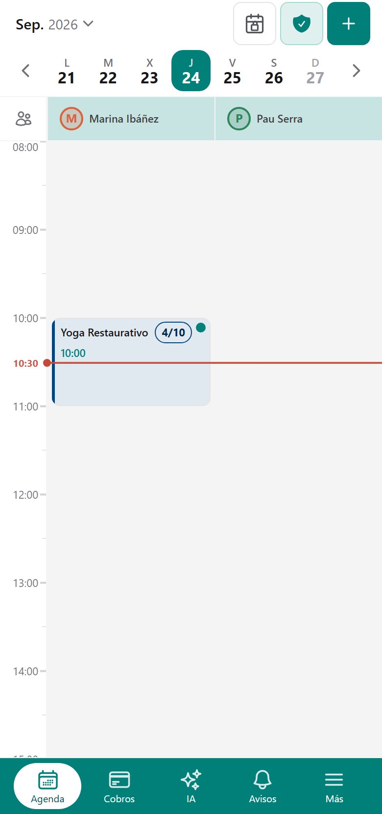 Agenda del día de todo el equipo, vista desde el móvil
